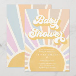 Sunshine Baby Shower Boho Retro Rosa Sunshine Inbjudningar