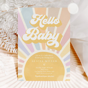 Sunshine Baby Shower Boho Retro Rosa Sunshine Inbjudningar