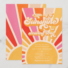 Sunshine Baby Shower Boho Retro Rosa Sunshine Inbjudningar