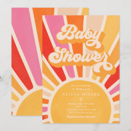 Sunshine Baby Shower Boho Retro Rosa Sunshine Inbjudningar