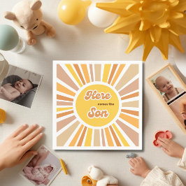 Sunshine Baby Shower Boho Retro Yellow Sunshine Pappersservett