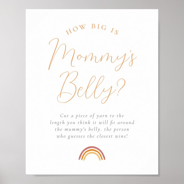 Sunshine Baby Shower Hur stor är mammas Belly-skyl Poster (Framsidan)