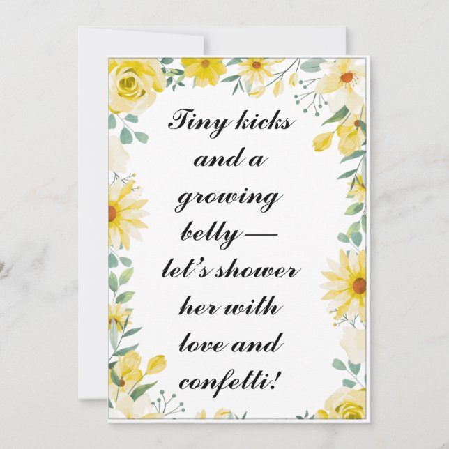 Sunshine Baby Shower Inbjudan | Redigerbart Gult-f (Framsida)