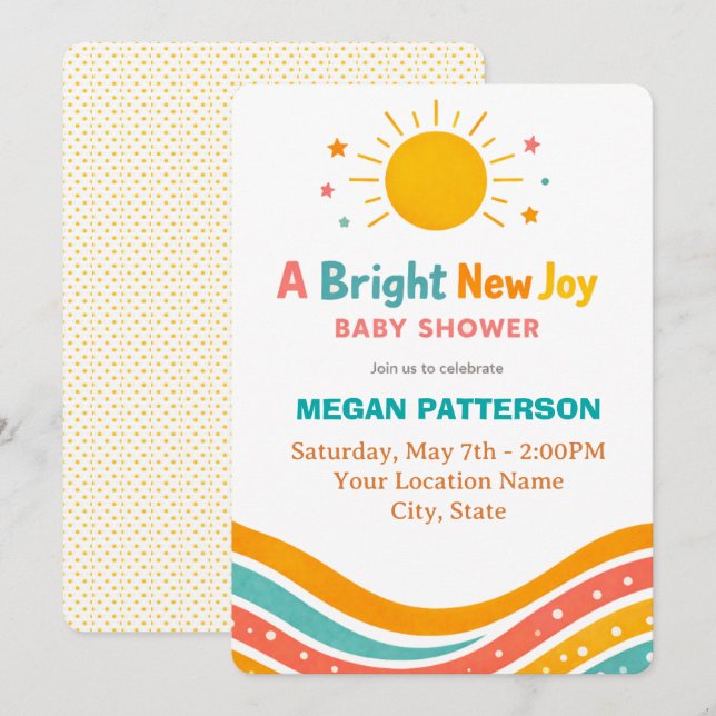 Sunshine Baby Shower Invitation | Bright Modern Inbjudningar (Fram/baksida)