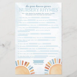 Sunshine Baby Shower Nursery Rhyme Game