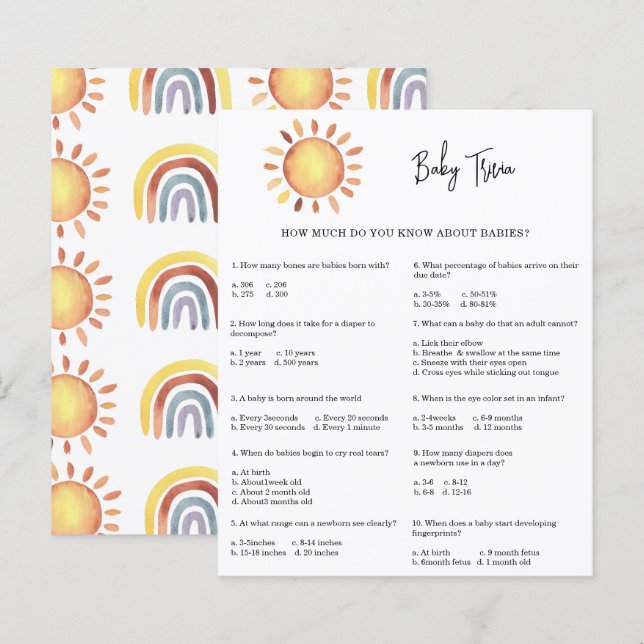 Sunshine Baby Trivia | Barnstödsspel (Fram/baksida)
