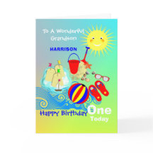 Sunshine Beach Theme Grandson Grattis på födelseda