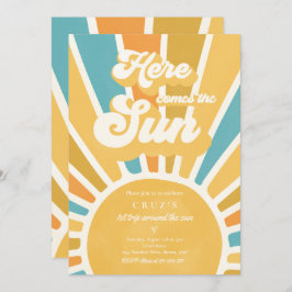Sunshine Birthday Boho 1:a Resa runt Sol Inbjudningar