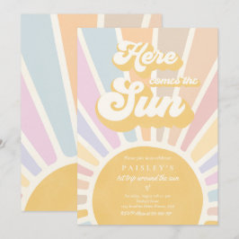 Sunshine Birthday Boho 1:a Resa runt Sol Inbjudningar