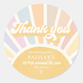 Sunshine Birthday Boho 1:a Resa runt Sol Klistermärke