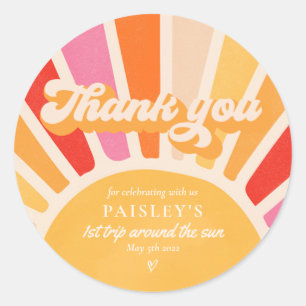 Sunshine Birthday Boho 1:a Resa runt Sol Klistermärke