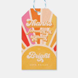 Sunshine Birthday Boho 1:a Resa runt Sol Presentetikett