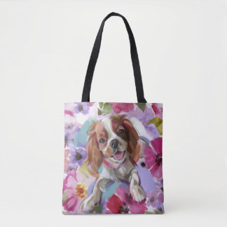 "Sunshine" blenheim cavalier-hund konst till säck Tygkasse