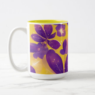 "Sunshine Bloom: Two-Tone Mugg med Vibrant Lila
