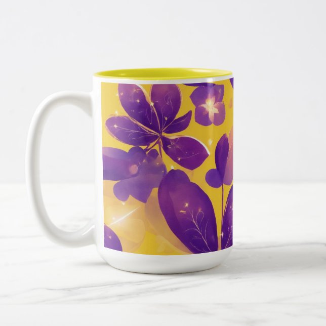 "Sunshine Bloom: Two-Tone Mugg med Vibrant Lila (Vänster)