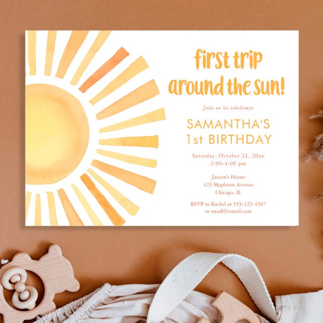 Sunshine boho första resa runt sol-födelsedagen inbjudningar (Skapare uppladdad)