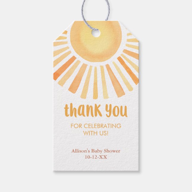 Sunshine boho könsneutral babydusch-märke presentetikett (Framsidan)