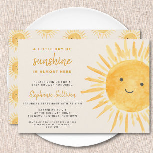 Sunshine Boho Könsneutral Sol Baby Shower Inbjudningar