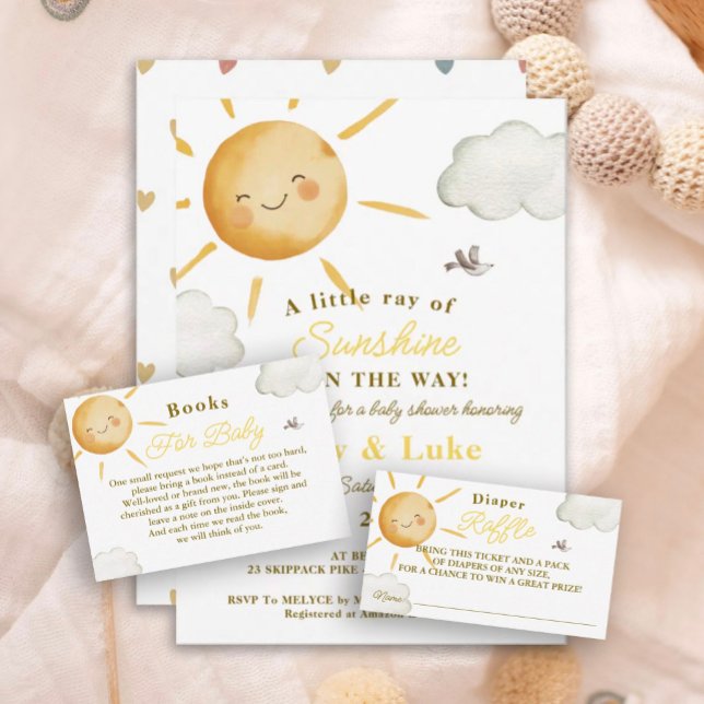 Sunshine Boho Sol Baby Shower Bokar för baby Anteckningskort (Skapare uppladdad)