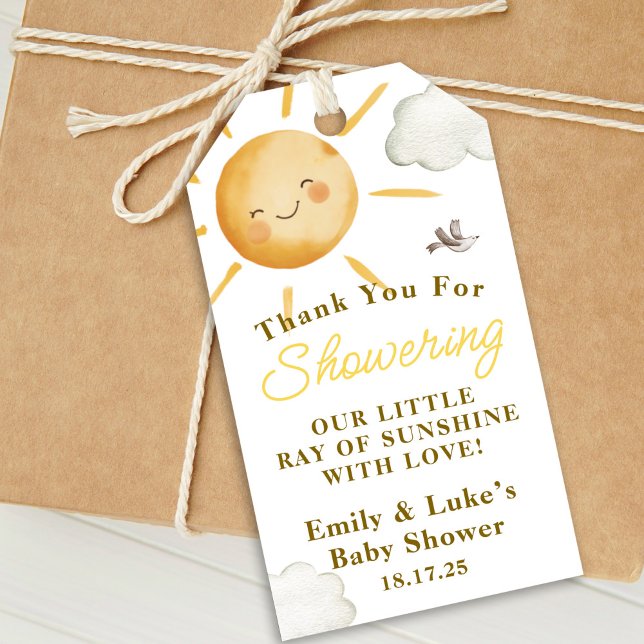 Sunshine Boho Sol Könsneutrala Baby Shower Presentetikett (Skapare uppladdad)