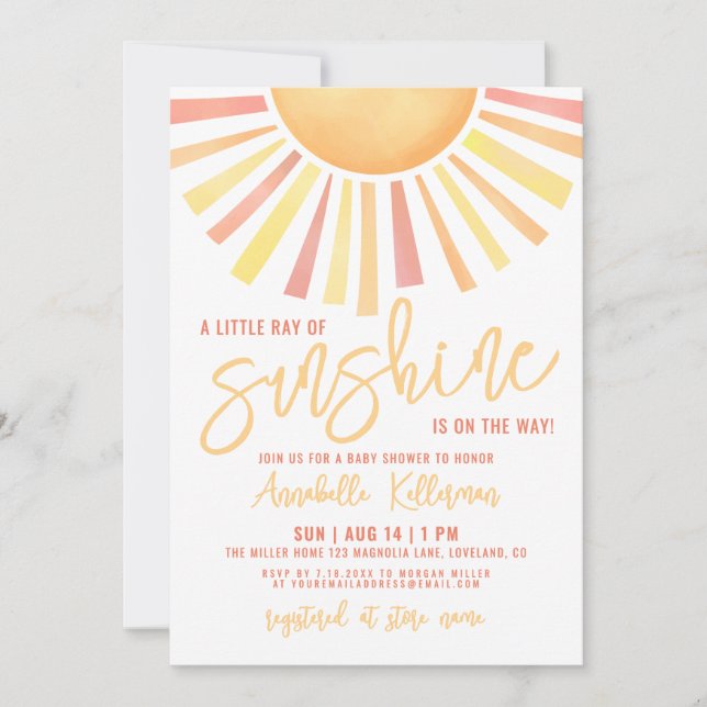 Sunshine Boho Sun Baby Shower Inbjudningar (Framsida)