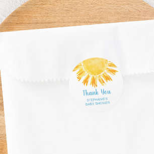 Sunshine Boys Baby Shower Tacksamhetskort Runt Klistermärke