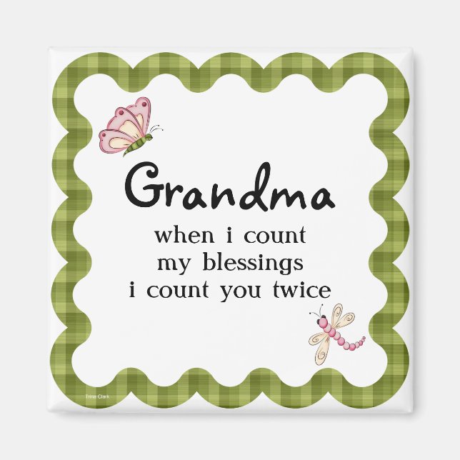 Sunshine Butterfly Grandma Blessings Gift Magnet (Framsidan)