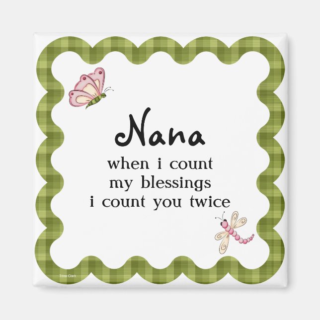 Sunshine Butterfly Grandma Nana Blessings Gift Magnet (Framsidan)