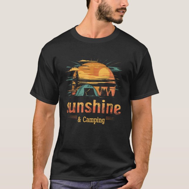 Sunshine Camping for Campers Summer Camp T Shirt (Framsida)