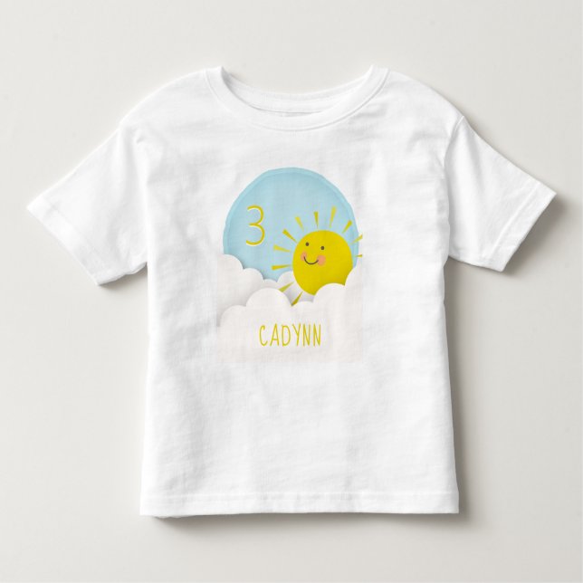 Sunshine Clouds Himmel Birthday T Shirt (Framsida)