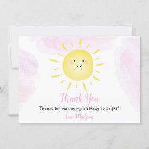 Sunshine Clouds Rosa Birthday Tack Inbjudningar