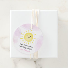Sunshine Clouds Rosa Girl Birthday Gåvor Etiketter