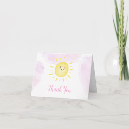 Sunshine Clouds Rosa Girl Birthday Tack Kort