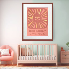 Sunshine Cute Sol ANPASSNINGSBAR BABY NAMN BIRTHDA Poster