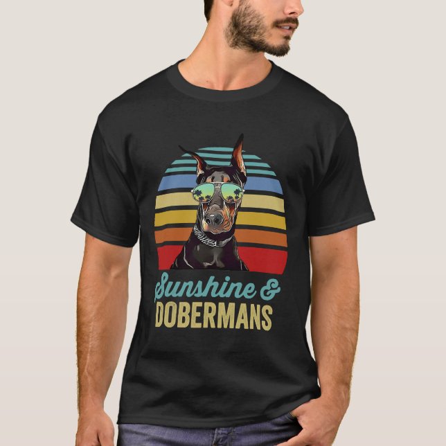 Sunshine Dobermans Hund Retro Sunset T Shirt (Framsida)