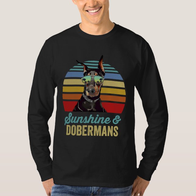 Sunshine Dobermans Hund Retro Sunset T Shirt (Framsida)