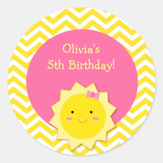 Sunshine Favor Stickers Runt Klistermärke (Framsida)