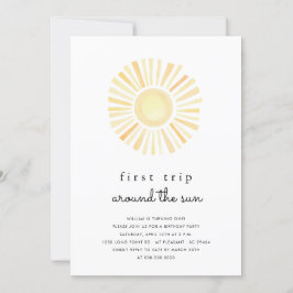 Sunshine First Resa Around Sol en Födelsedagsfest Inbjudningar