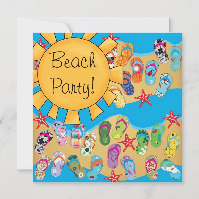 Sunshine Flinflip flops Beach Party Inbjudningar (Framsida)