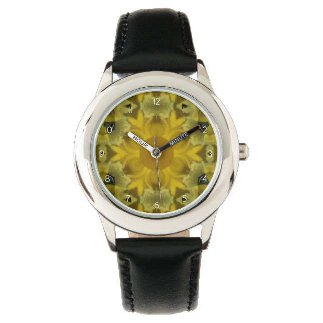 Sunshine Flower Burst Golden Armbandsur (Framsida)