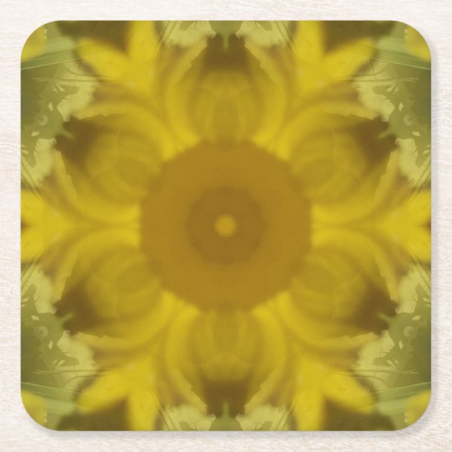 Sunshine Flower Burst Golden Underlägg Papper Kvadrat (Framsidan)