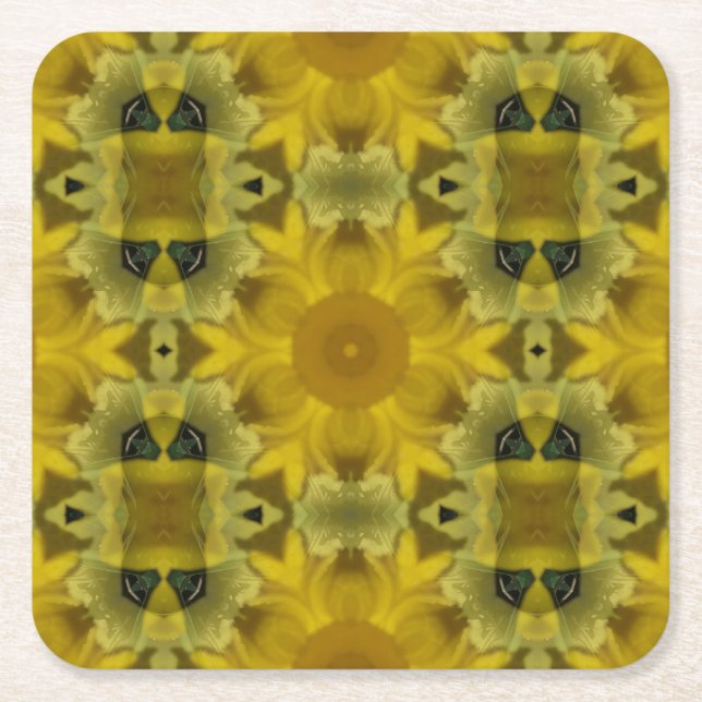 Sunshine Flower Burst Golden Underlägg Papper Kvadrat (Framsidan)