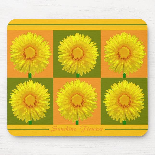 "Sunshine Flower" Checkerboard Mousepad design. Musmatta (Framsidan)