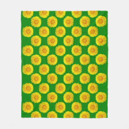 "Sunshine Flowers" Grönt Fleece Blanket design.