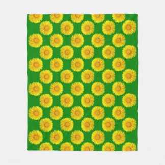 "Sunshine Flowers" Grönt Fleece Blanket design.