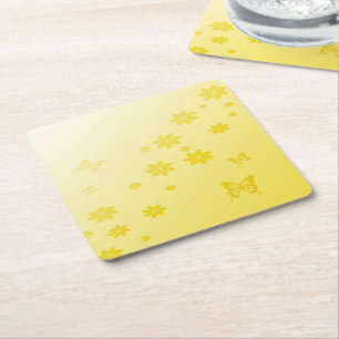Sunshine Flowers n Butterflies Underlägg Papper Kvadrat