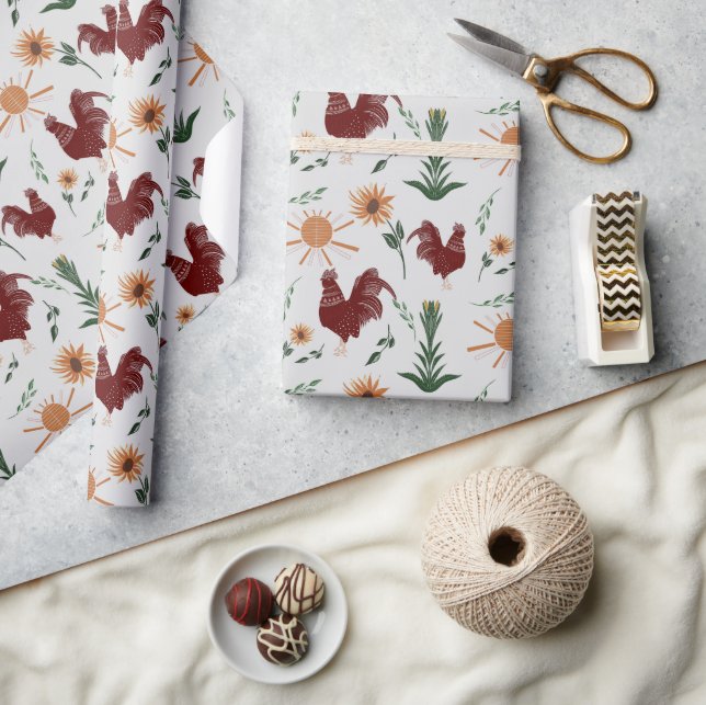 Sunshine Folk Art Tupp Mönster Presentpapper (Hantverk)