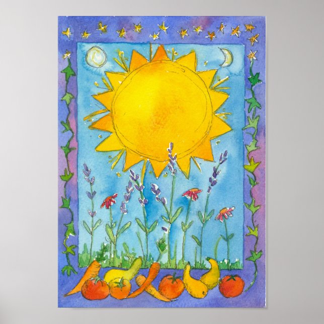 Sunshine Fruit Summer Solstice Watercolor Poster (Framsidan)