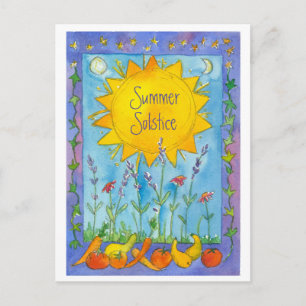 Sunshine Fruits Watercolor Flowers Summer Solstice Vykort