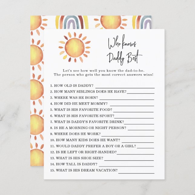 Sunshine Game som känner DADDY bäst (Fram/baksida)